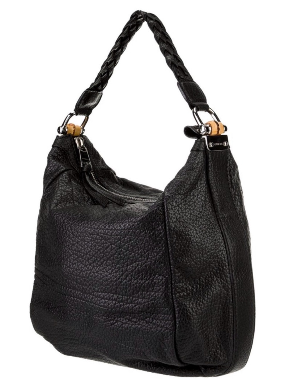 👜 Gucci Bamboo Bar Hobo Bag Black Leather Authentic - Picture 3 of 16